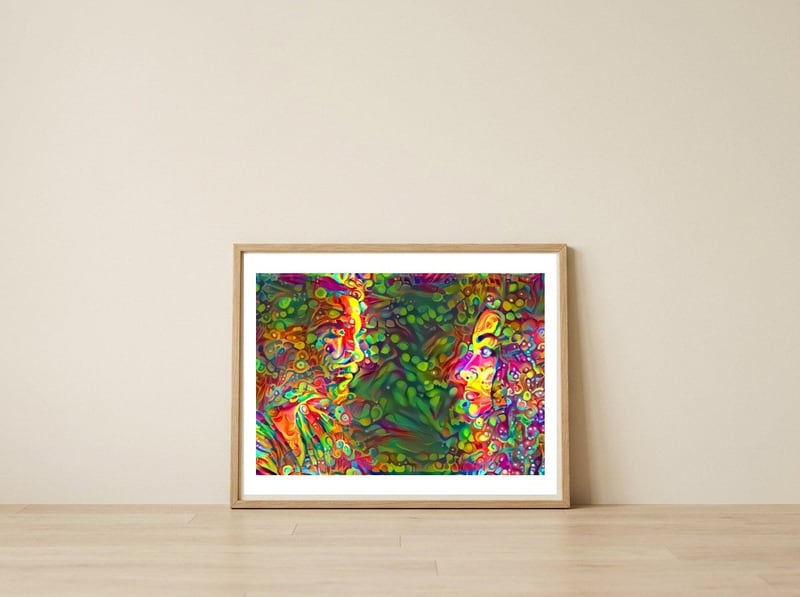 Psychedelic Hearts — framed, leaning against the wall