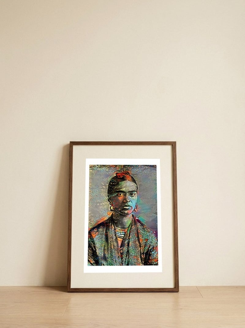 Frida Kahlo — framed, leaning against the wall