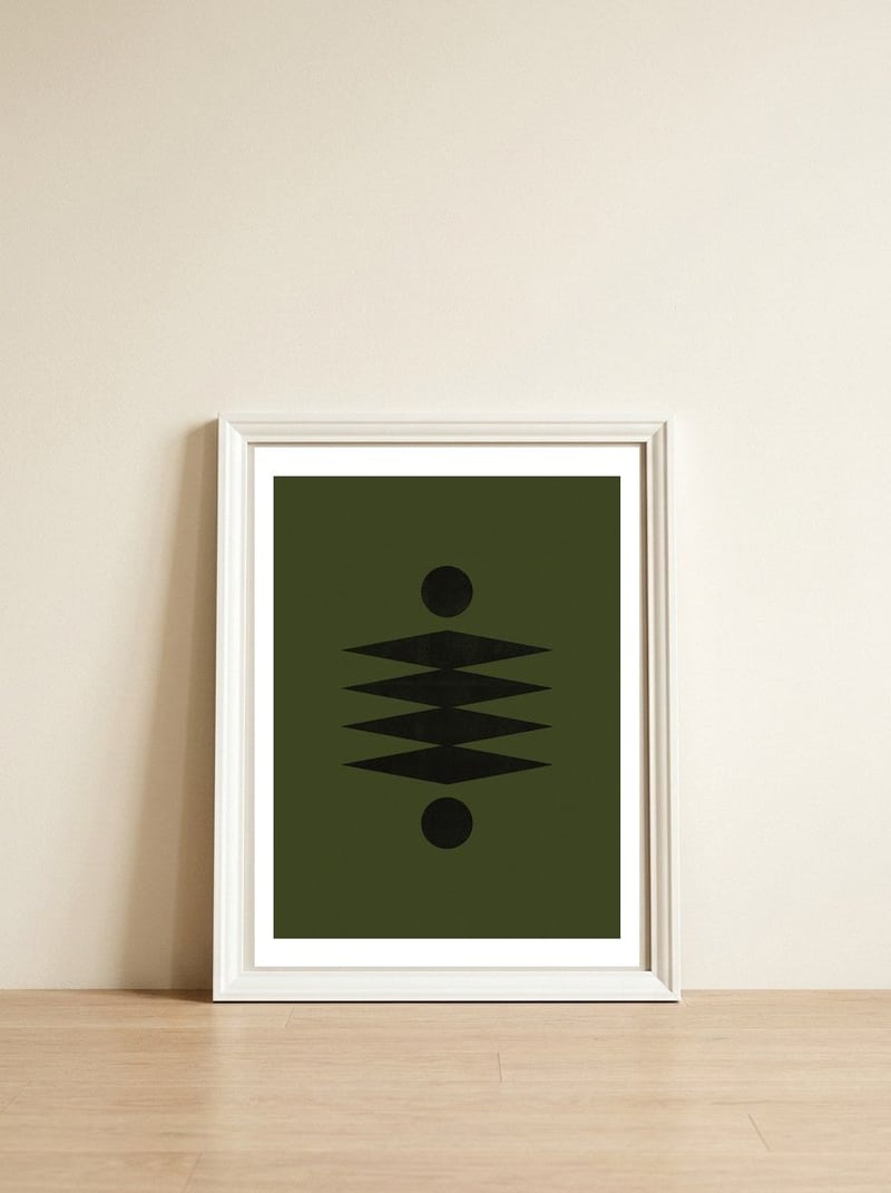 Mid-Century Modern No.19 - Woodblock Print — framed, leaning against the wall