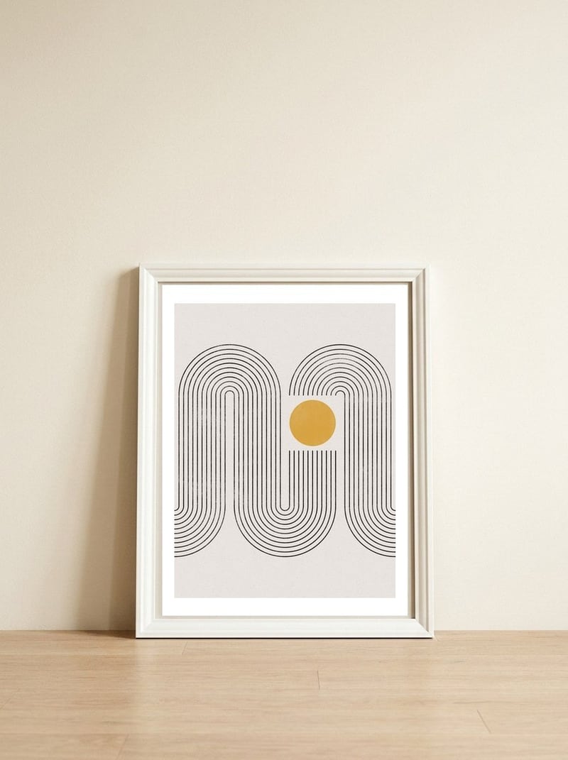 Mid-Century Modern No.22 - Woodblock Print — framed, leaning against the wall