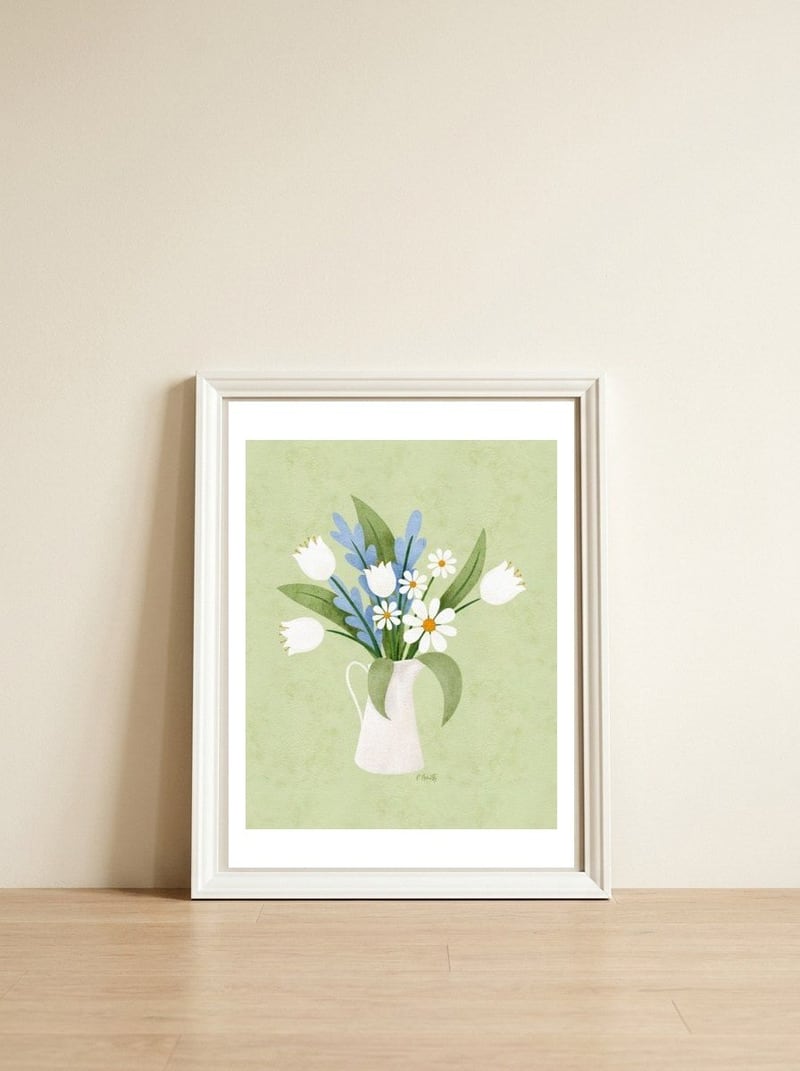 Green Spring Vase — framed, leaning against the wall