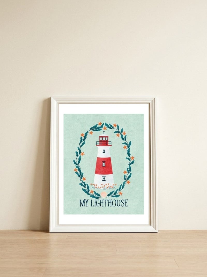 My Lighthouse — framed, leaning against the wall
