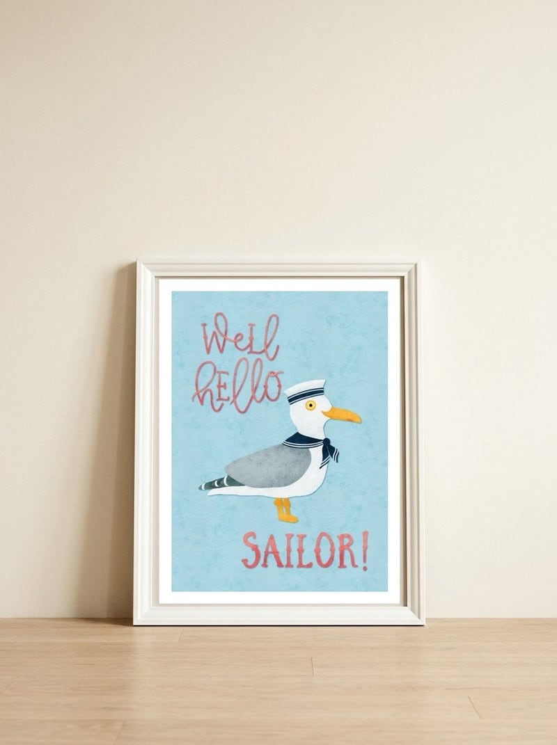 Hello Sailor — framed, leaning against the wall
