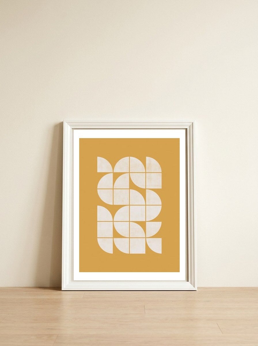 Mid-Century Modern No.26 - Woodblock Print — framed, leaning against the wall