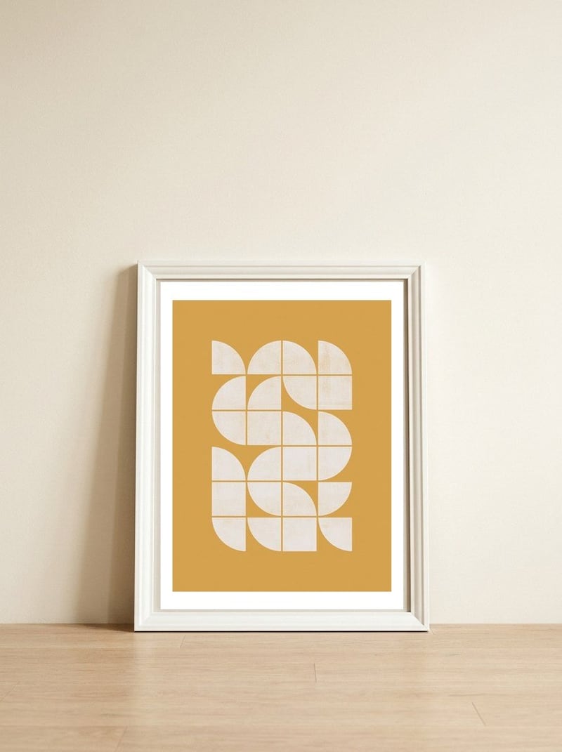 Mid-Century Modern No.26 - Woodblock Print — framed, leaning against the wall