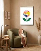 happy colorful flower framed in a tender room thumbnail