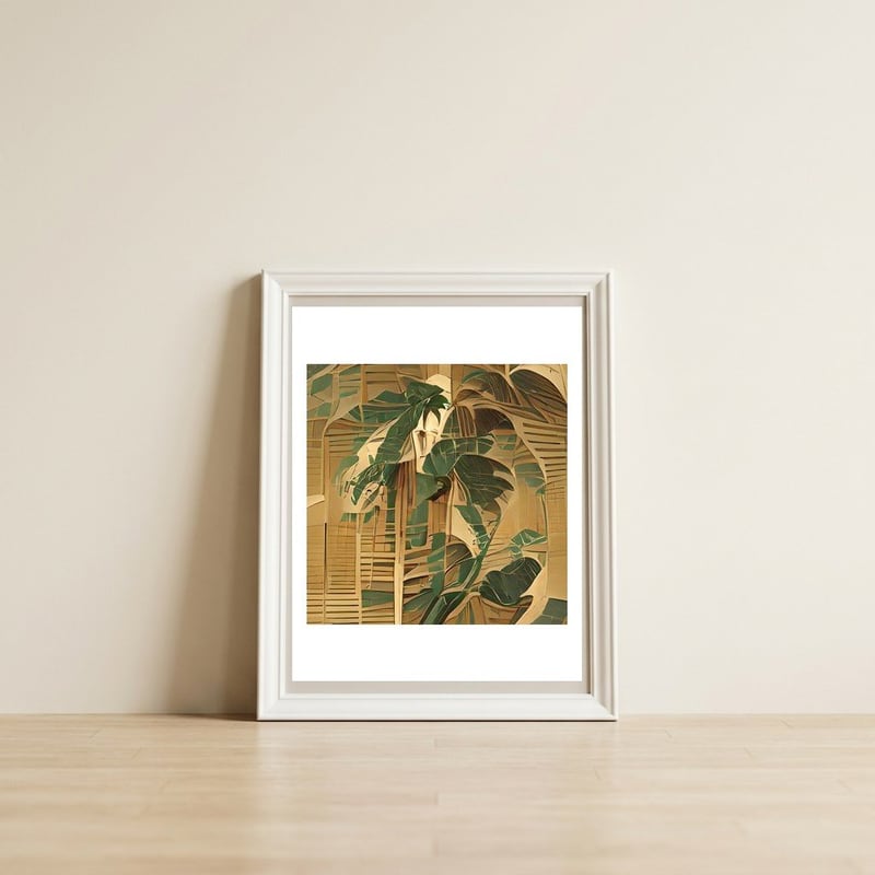 GROOVY-TROPICAL-1-A — framed, leaning against the wall