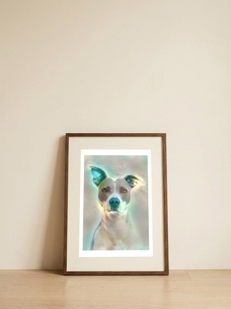 Doggie — framed, leaning against the wall