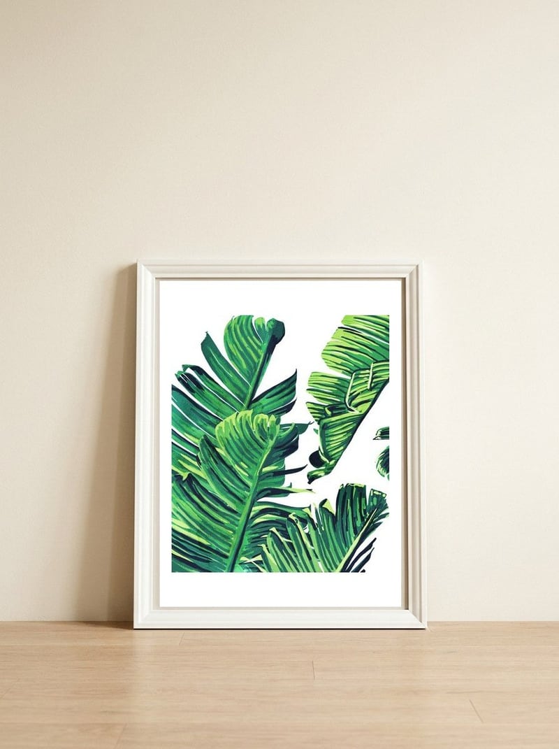 Banana Tree Leaves — framed, leaning against the wall