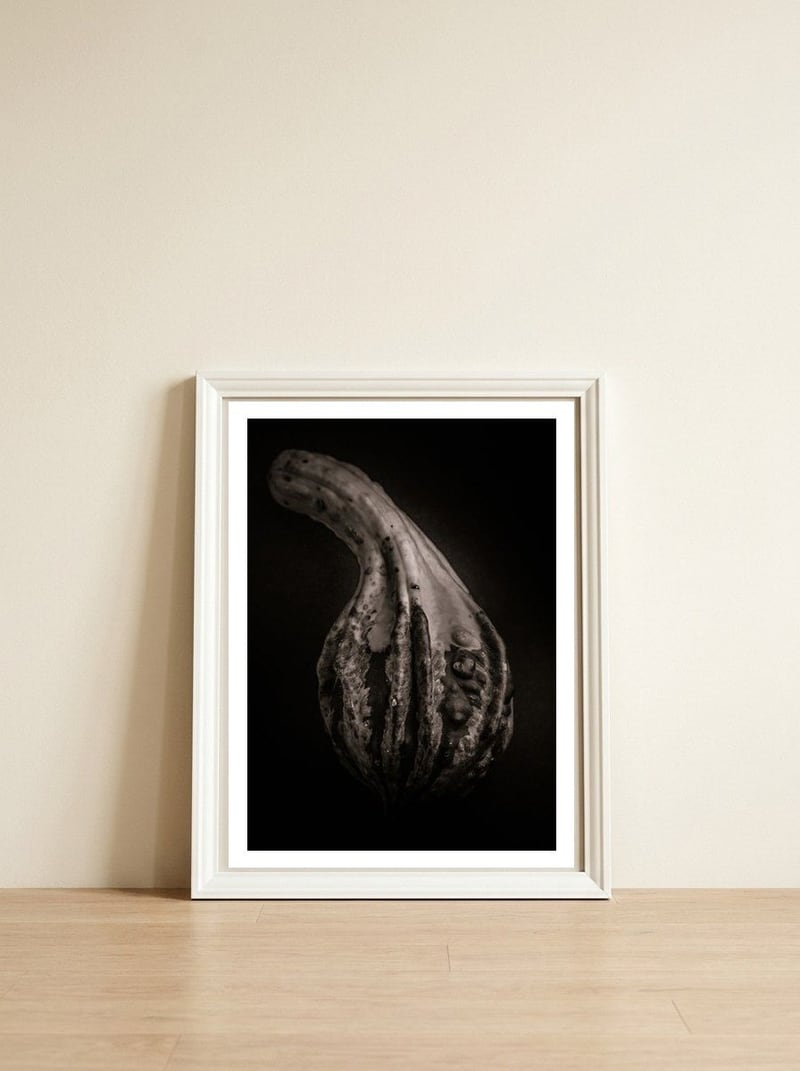 Gourds No 2 — framed, leaning against the wall
