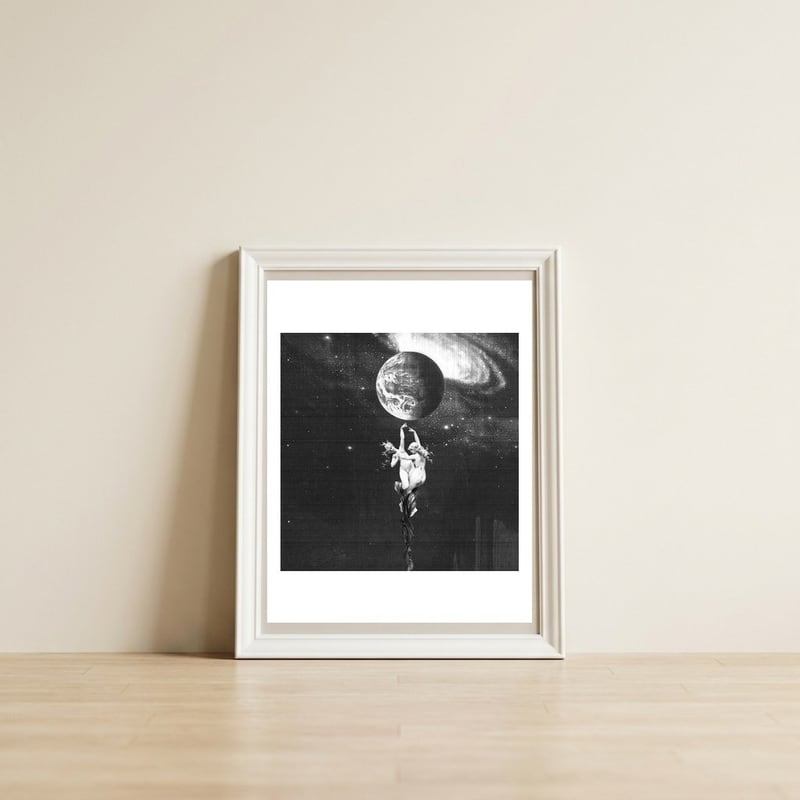 Ruined — framed, leaning against the wall