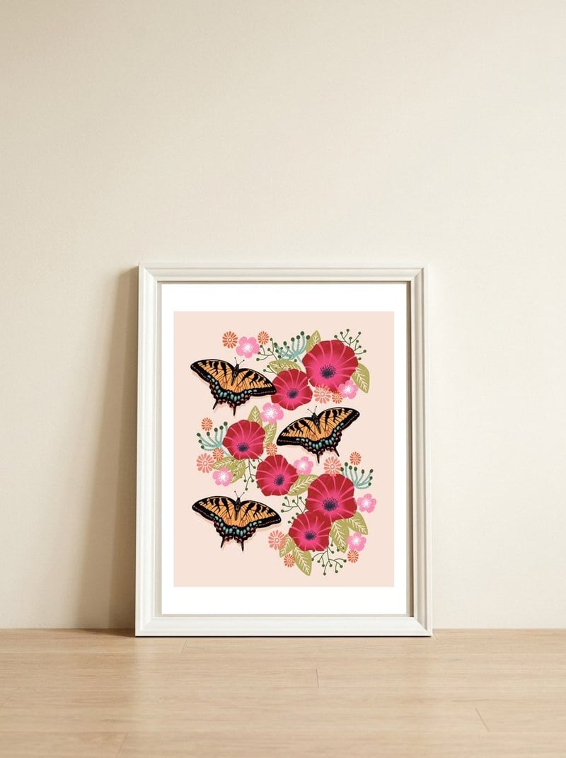Swallowtail Butterfly — framed, leaning against the wall
