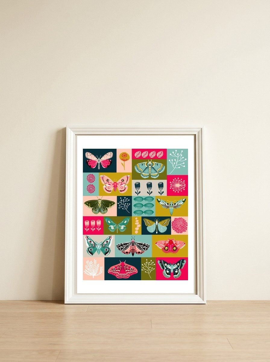 Lepidoptery — framed, leaning against the wall