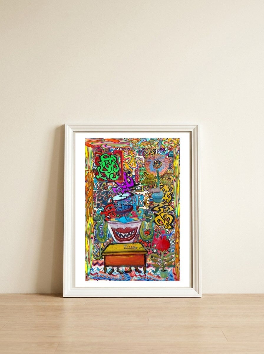 Oficina Del Cobrador 26 — framed, leaning against the wall