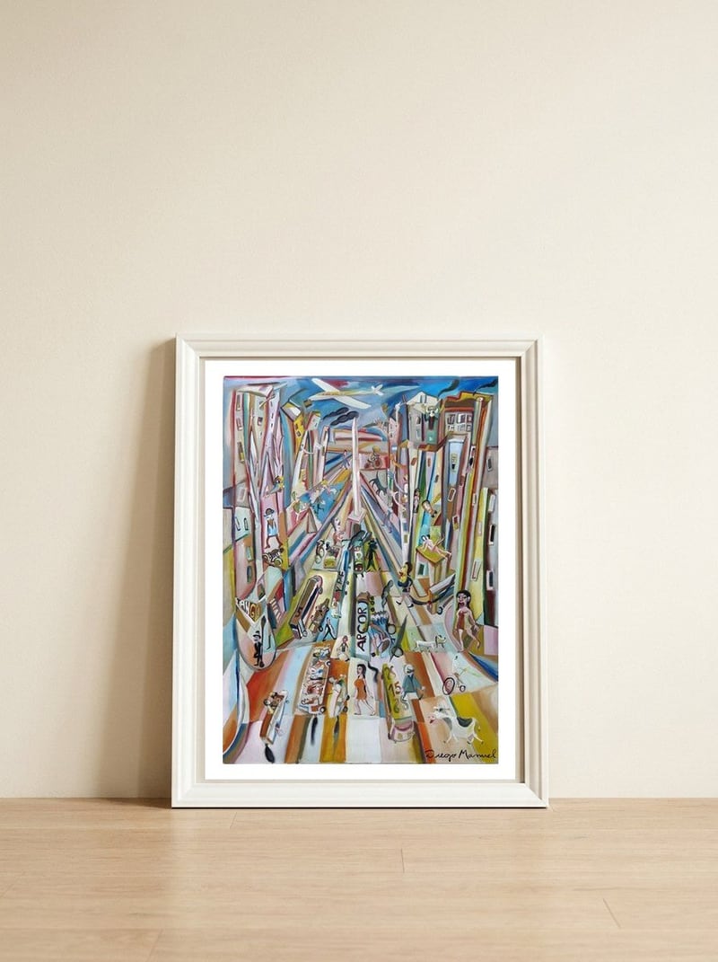 Av 9 De Julio — framed, leaning against the wall