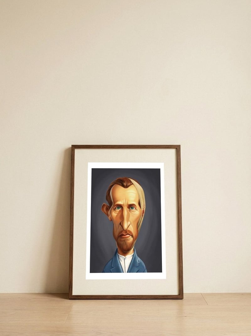 Vincent Van Gogh Missing Ear — framed, leaning against the wall