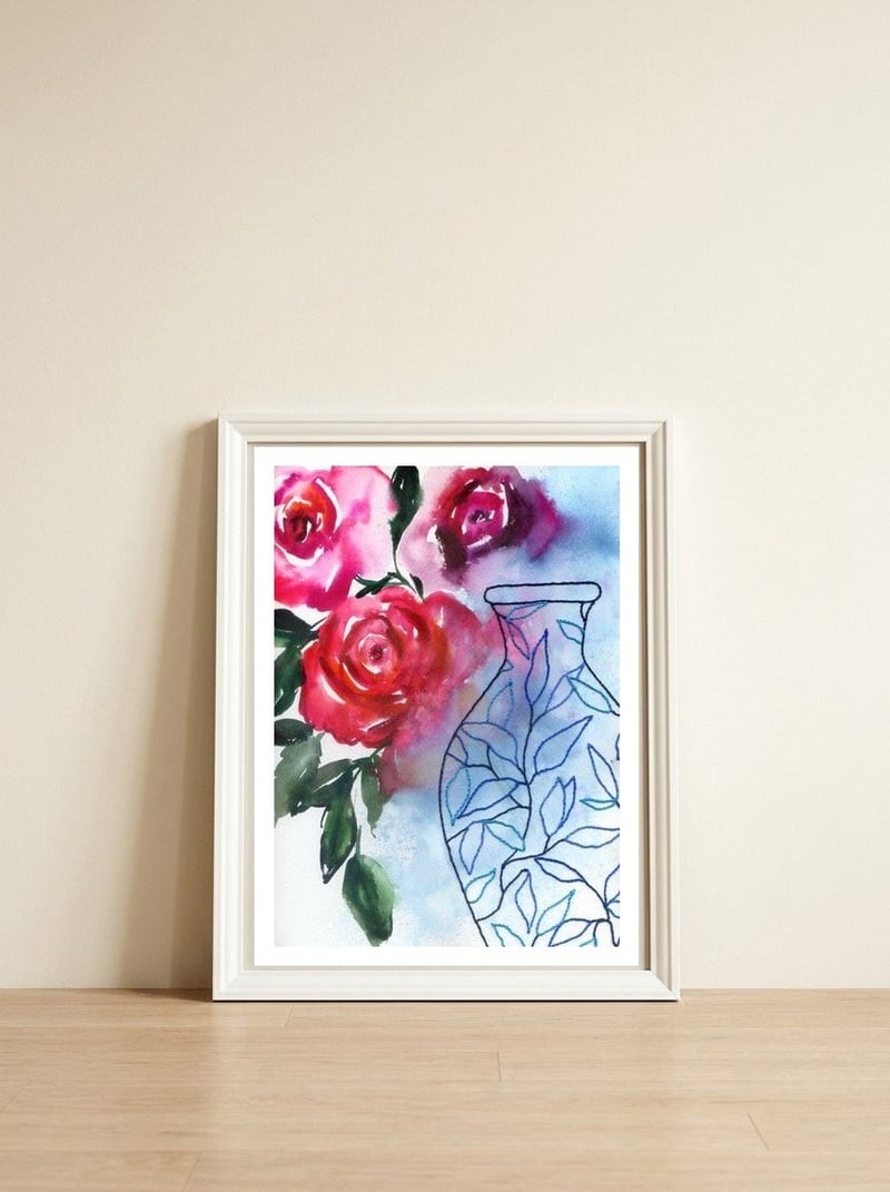 Mystique china — framed, leaning against the wall