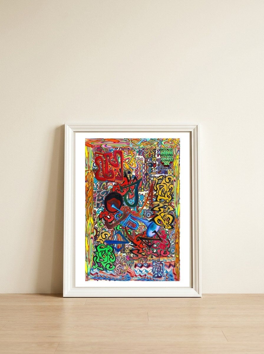 Piano And Jazz — framed, leaning against the wall