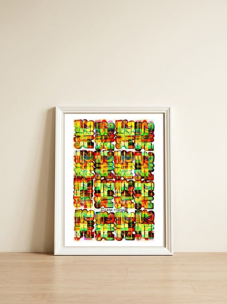 Graffiti Digital 2022 165 — framed, leaning against the wall