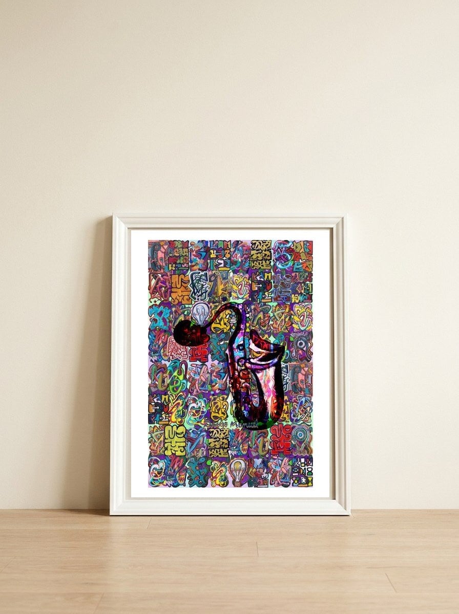 Graffiti Digital 2022 282 — framed, leaning against the wall