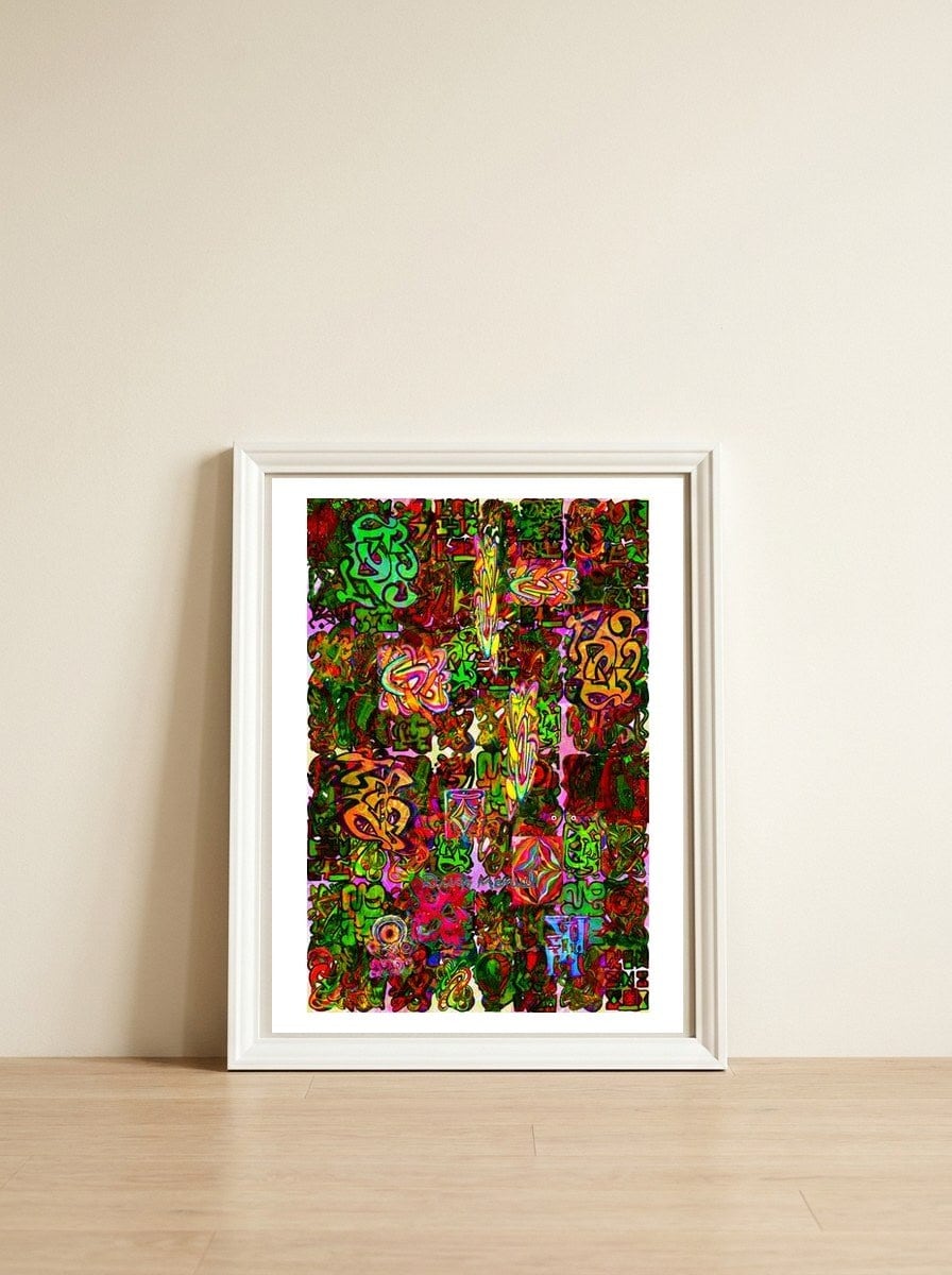 Graffiti Digital 2022 411 — framed, leaning against the wall
