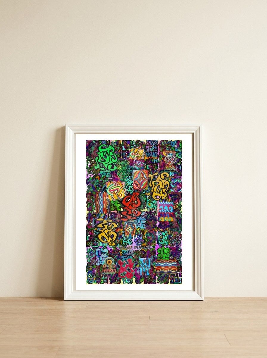 Graffiti Digital 2022 422 — framed, leaning against the wall