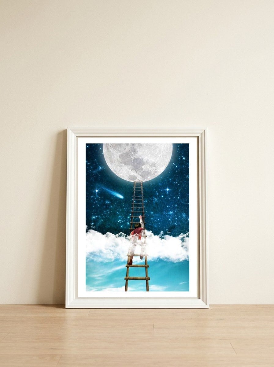 Reach For The Moon — framed, leaning against the wall