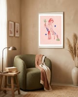 Red lips woman framed in a tender room thumbnail
