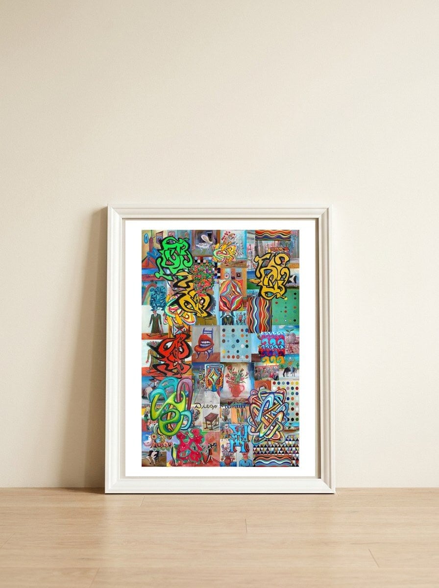 Graffiti Digital 2022 451 — framed, leaning against the wall
