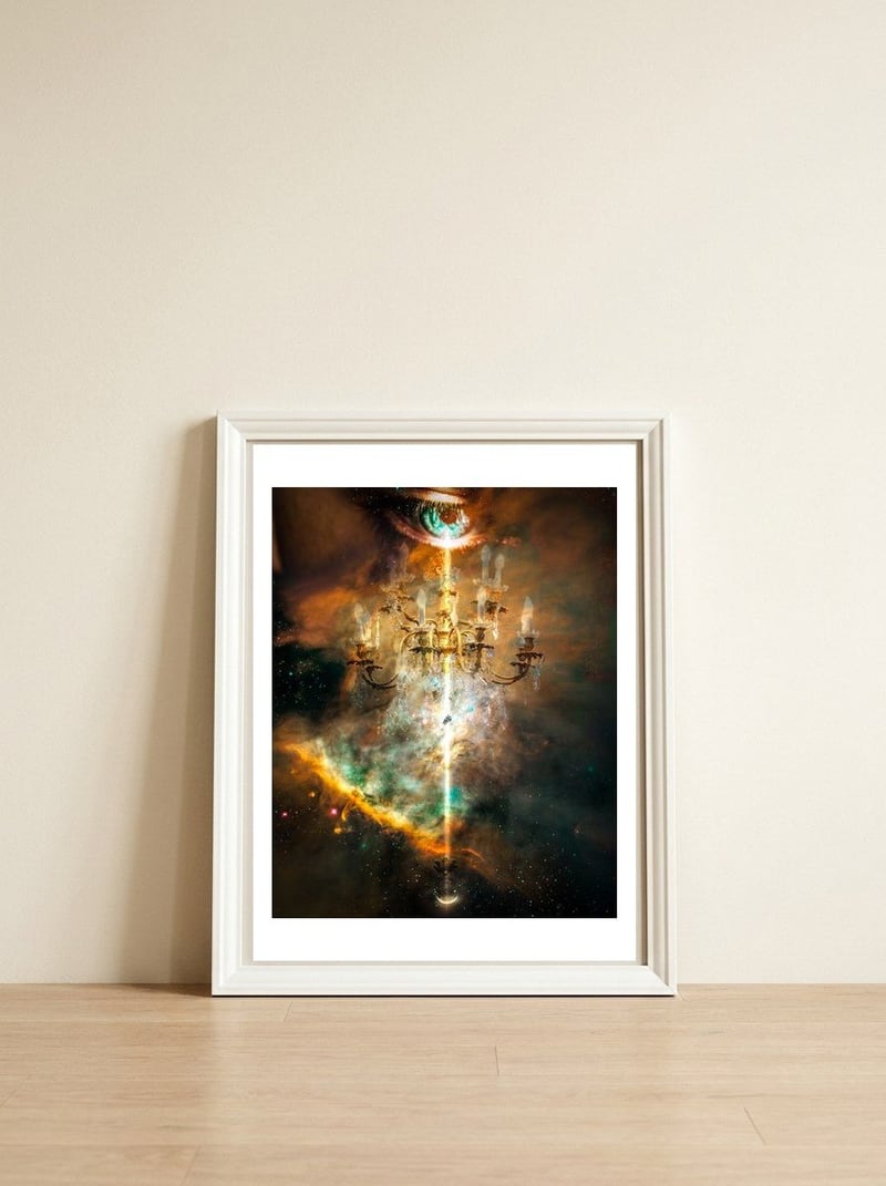 Infinite travel — framed, leaning against the wall