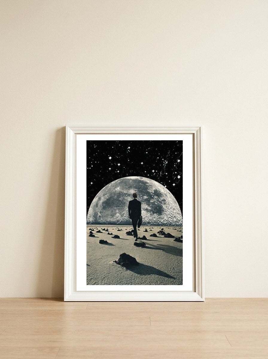 To The Moon — framed, leaning against the wall