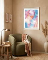 Pastel Pink Blue Space Marbling framed in a tender room thumbnail