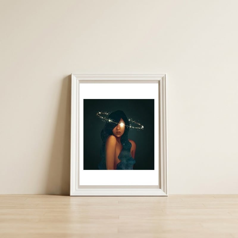 Astral — framed, leaning against the wall