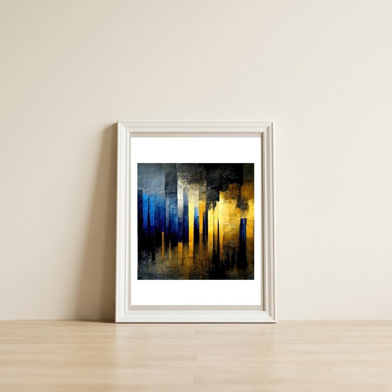 GOLD ABSTRACT — framed, leaning against the wall