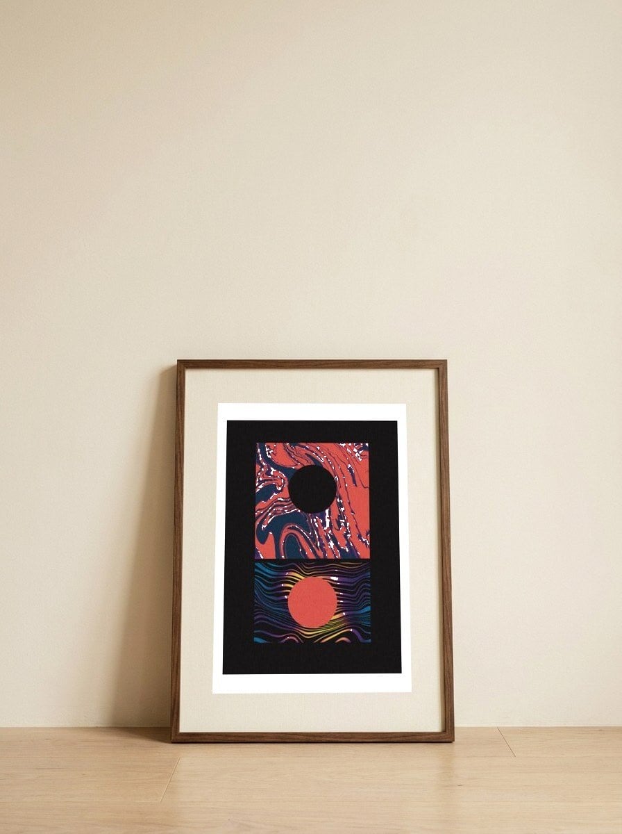 Duality — framed, leaning against the wall