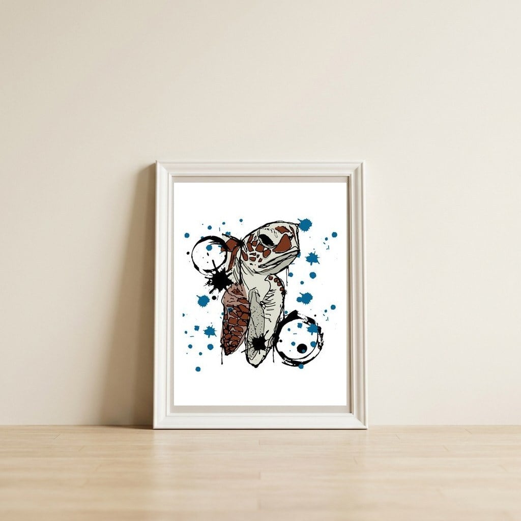 Sea Turtle Sketch — framed, leaning against the wall