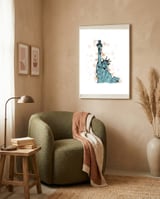Close view of the Statue of Liberty Sketch framed in a tender room thumbnail