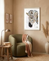Grungy Zebra Gold and White framed in a tender room thumbnail