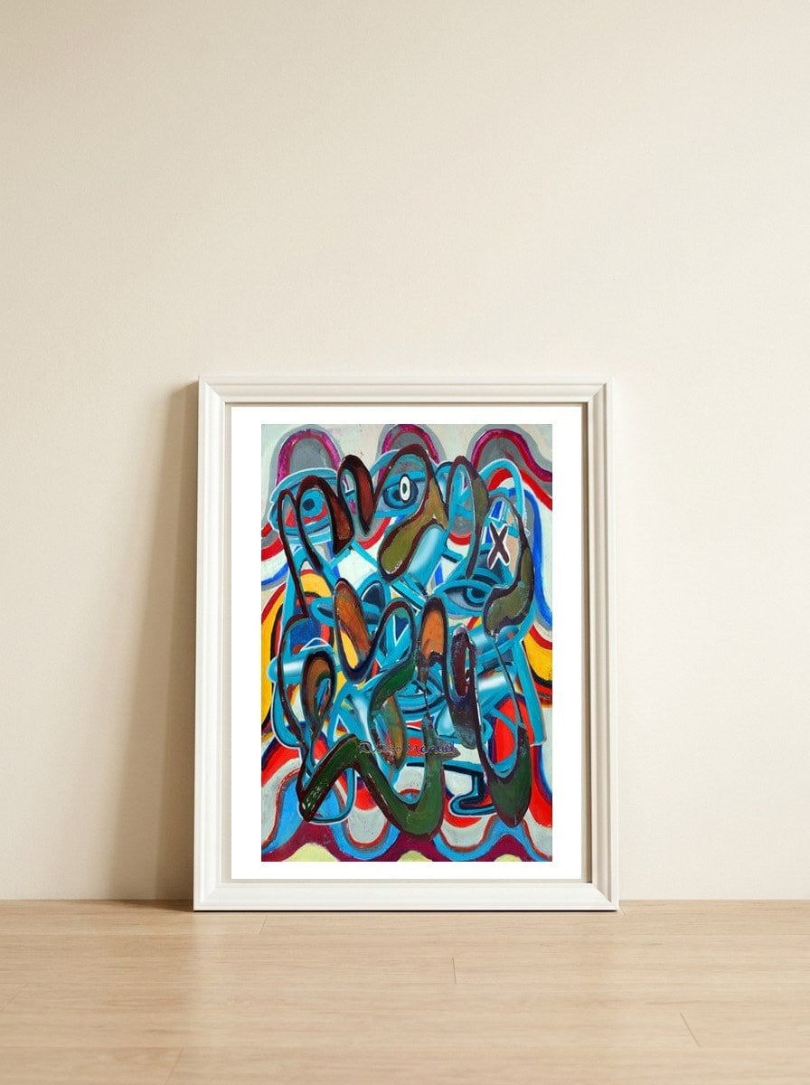 Graffiti Digital 2022 763 — framed, leaning against the wall