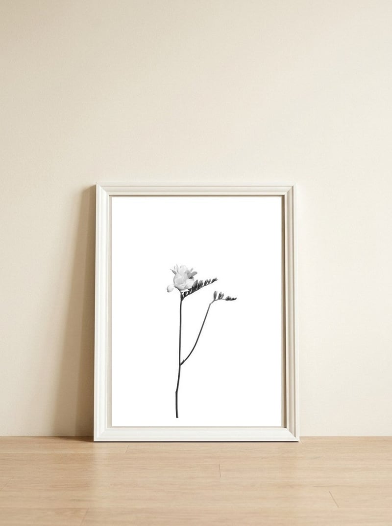 Freesia | bright design — framed, leaning against the wall