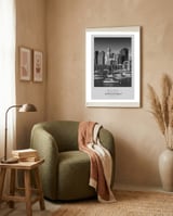 In focus: BOSTON Skyline North End & Waterfront framed in a tender room thumbnail