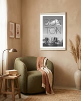 BOSTON Skyline North End & Financial District | Text & Skyline framed in a tender room thumbnail