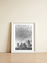 SAN DIEGO Skyline | Text — framed, leaning against the wall thumbnail