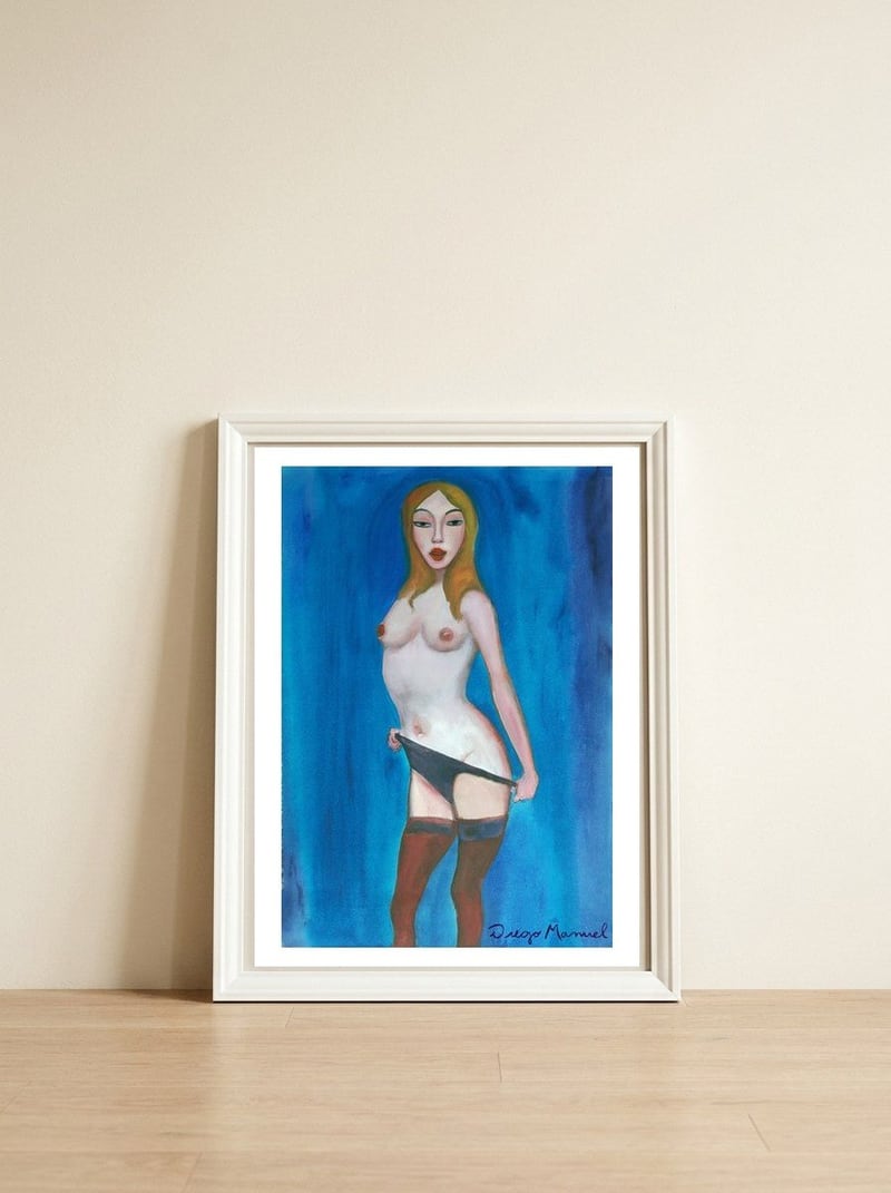 Chica Rosada — framed, leaning against the wall