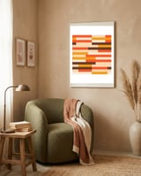 Classic Mid Mod Kilim Stripes  framed in a tender room thumbnail