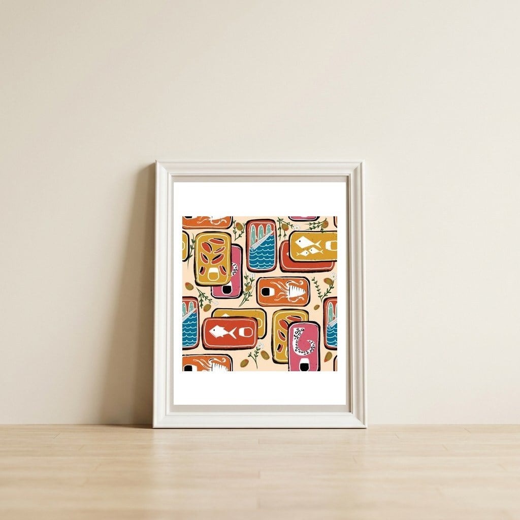 Canned Goods Pearl — framed, leaning against the wall