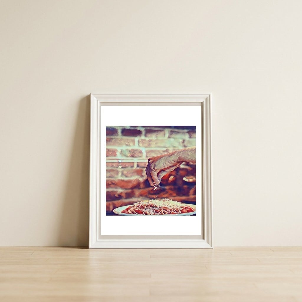 There`s No Such A Thing As Too Much Cheese — framed, leaning against the wall