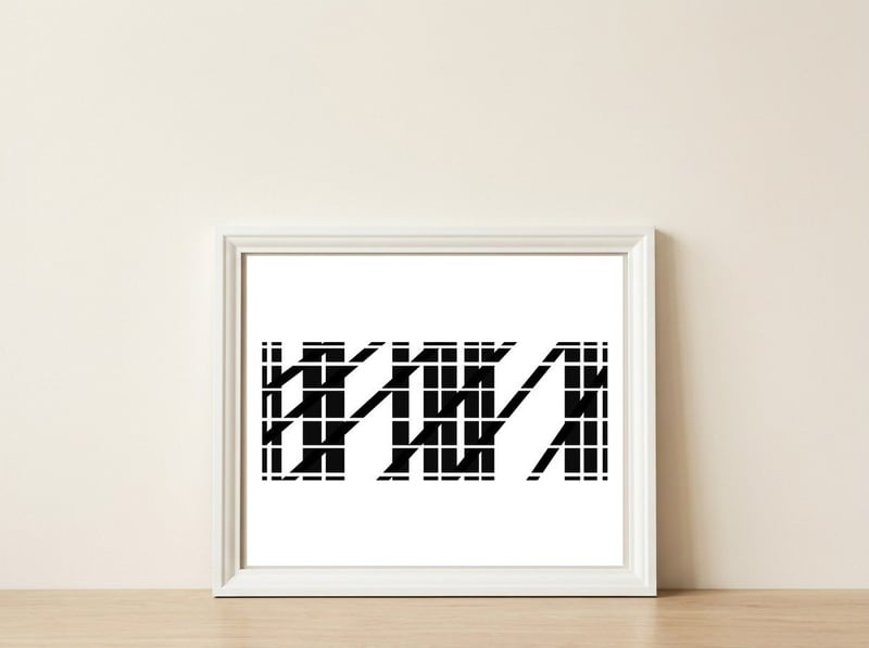 Abstrato Geométrico 38.1 — framed, leaning against the wall