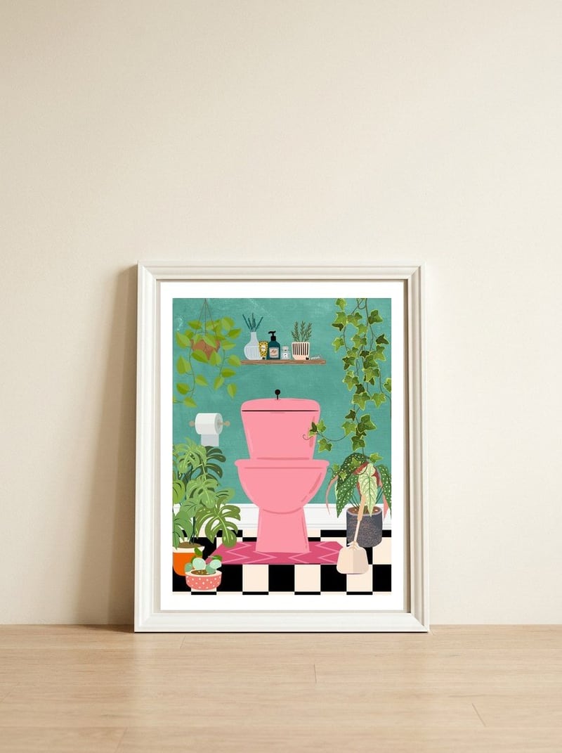 Botanical Loo in Jungle Bathroom — framed, leaning against the wall