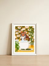 Tiger in Retro Bathroom — framed, leaning against the wall thumbnail